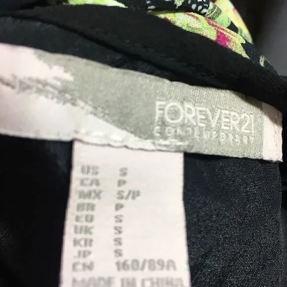 Forever 21 Dress Black with Flowers Sz  Small - Picture 4 of 4